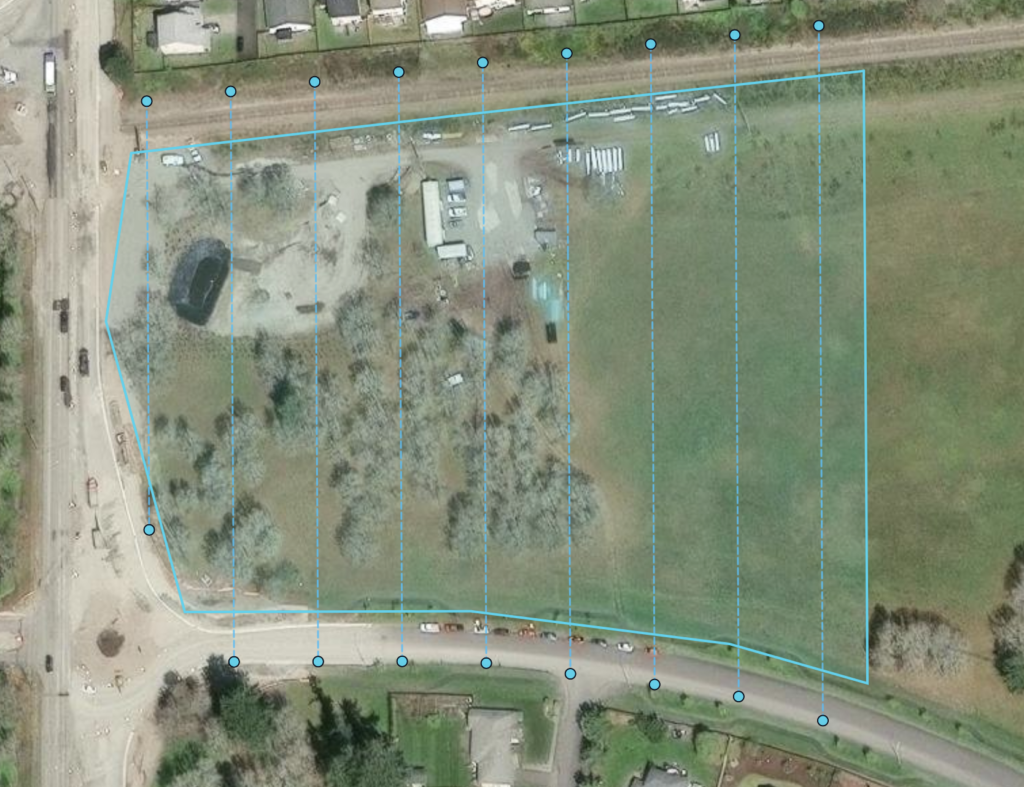 Waypoint OS flight planning software showing automated grid pattern for drone mapping mission